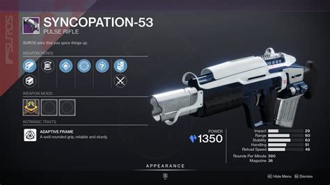 Contact information for aktienfakten.de - Full stats and details for Syncopation-53, a Pulse Rifle in Destiny 2. light.gg Destiny 2 Database, Armory, Collection Manager, and Collection Leaderboard light.gg